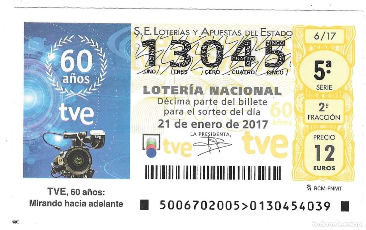 Loter&iacute;a Nacional: D&eacute;cimo Loter&iacute;a Nacional, sorteo n&ordm; 6 de 2017. TVE, 60 a&ntilde;os mirando hacia adelante. ref. 9-1706