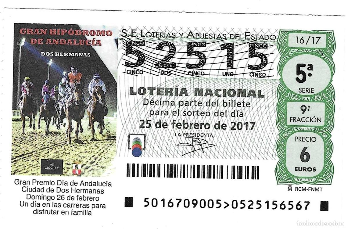 Loter&iacute;a Nacional: D&eacute;cimo Loter&iacute;a Naional, sorteo n&ordm; 6 de 2017. Gran Hip&oacute;dromo de Andaluc&iacute;a. ref. 9-1716