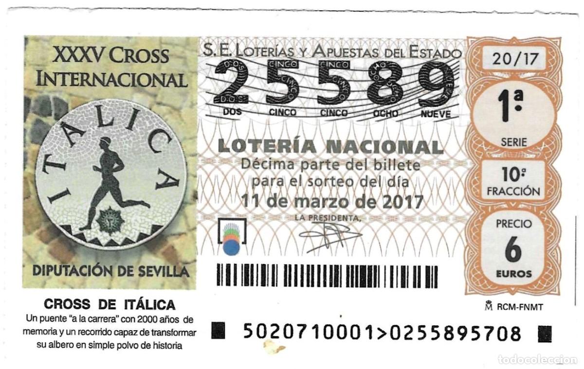 Loter&iacute;a Nacional: D&eacute;cimo Loter&iacute;a Nacional, sorteo n&ordm; 20 de 2017. XXXV Cros Internacional. Italica. ref. 9-1720