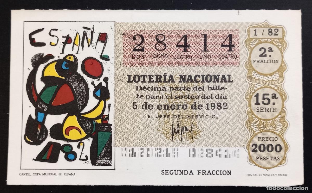 Loter&iacute;a Nacional: D&Eacute;CIMO DE LOTERIA - 5-ENERO-1982 - CARTEL COPA MUNDIAL DE ESPA&Ntilde;A