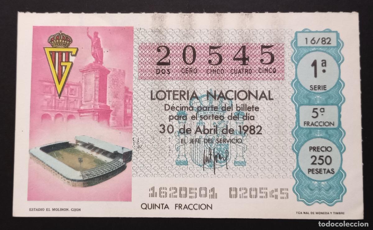 Loter&iacute;a Nacional: D&Eacute;CIMO DE LOTERIA - 30-ABRIL-1982 - ESTADIO EL MOLIN&Oacute;N, GIJ&Oacute;N