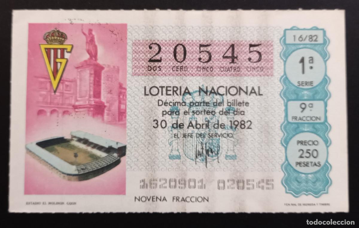 Loter&iacute;a Nacional: D&Eacute;CIMO DE LOTERIA - 30-ABRIL-1982 - ESTADIO EL MOLIN&Oacute;N, GIJ&Oacute;N