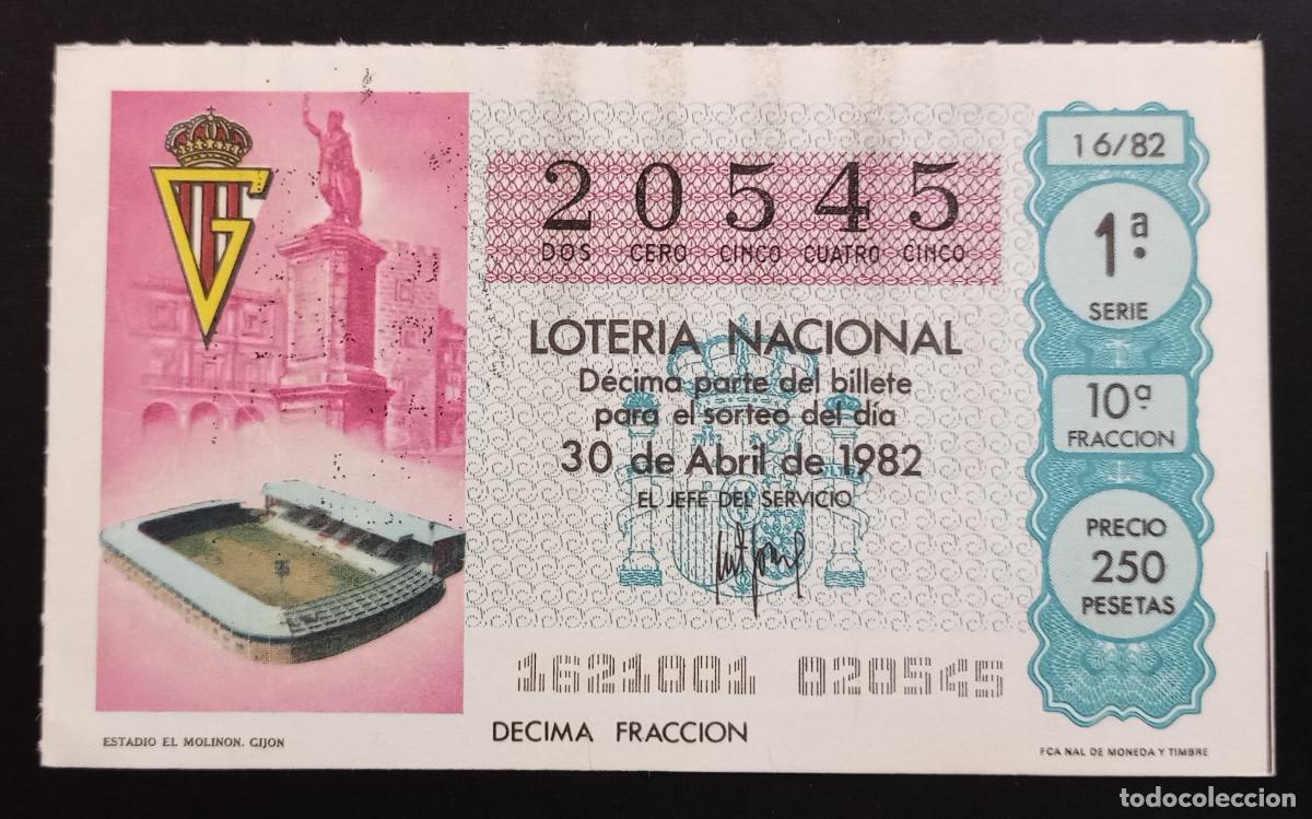 Loter&iacute;a Nacional: D&Eacute;CIMO DE LOTERIA - 30-ABRIL-1982 - ESTADIO EL MOLIN&Oacute;N, GIJ&Oacute;N