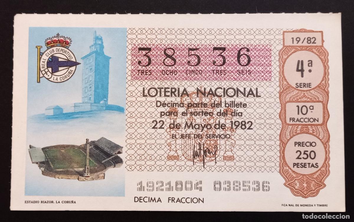 Loter&iacute;a Nacional: D&Eacute;CIMO DE LOTERIA - 22-MAYO-1982 - ESTADIO RIAZOR, LA CORU&Ntilde;A