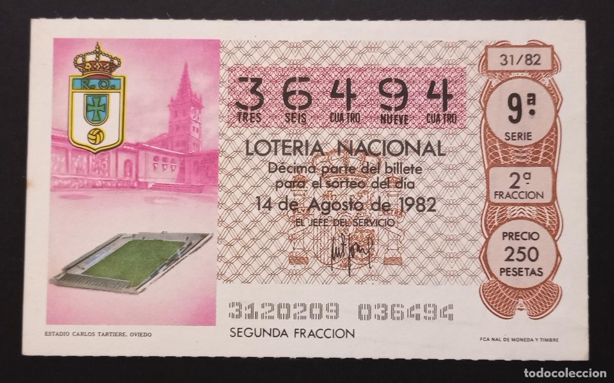Loter&iacute;a Nacional: D&Eacute;CIMO DE LOTERIA - 14-AGOSTO-1982 - ESTADIO CARLOS TARTIERE, OVIEDO