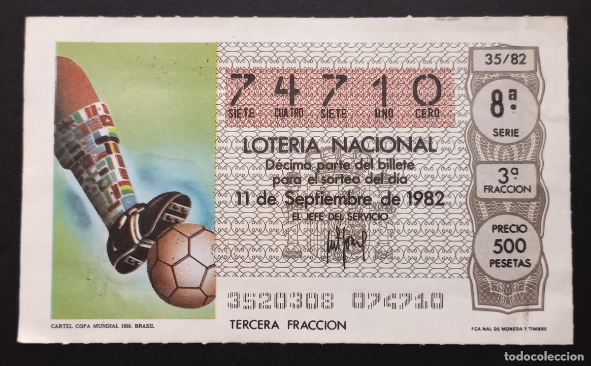 Loter&iacute;a Nacional: D&Eacute;CIMO DE LOTERIA - 11-SEPTIEMBRE-1982 - CARTEL COPA MUNDIAL 1950, BRASIL
