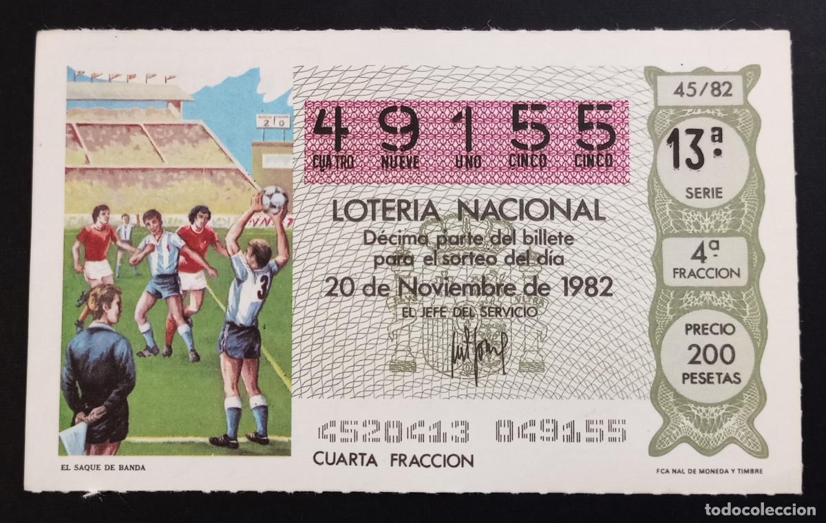 Loter&iacute;a Nacional: D&Eacute;CIMO DE LOTERIA - 20-NOVIEMBRE-1982 - EL SAQUE DE BANDA