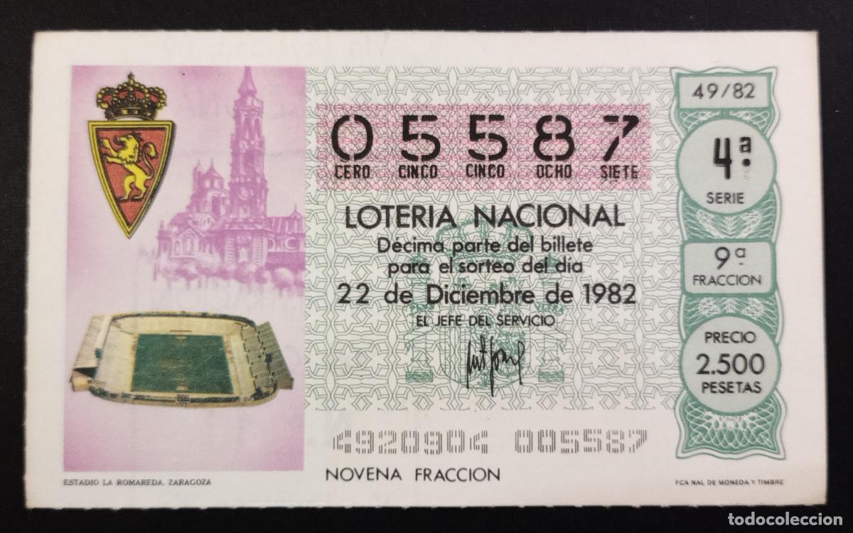 Loter&iacute;a Nacional: D&Eacute;CIMO DE LOTERIA - 22-DICIEMBRE-1982 - ESTADIO LA ROMAREDA, ZARAGOZA