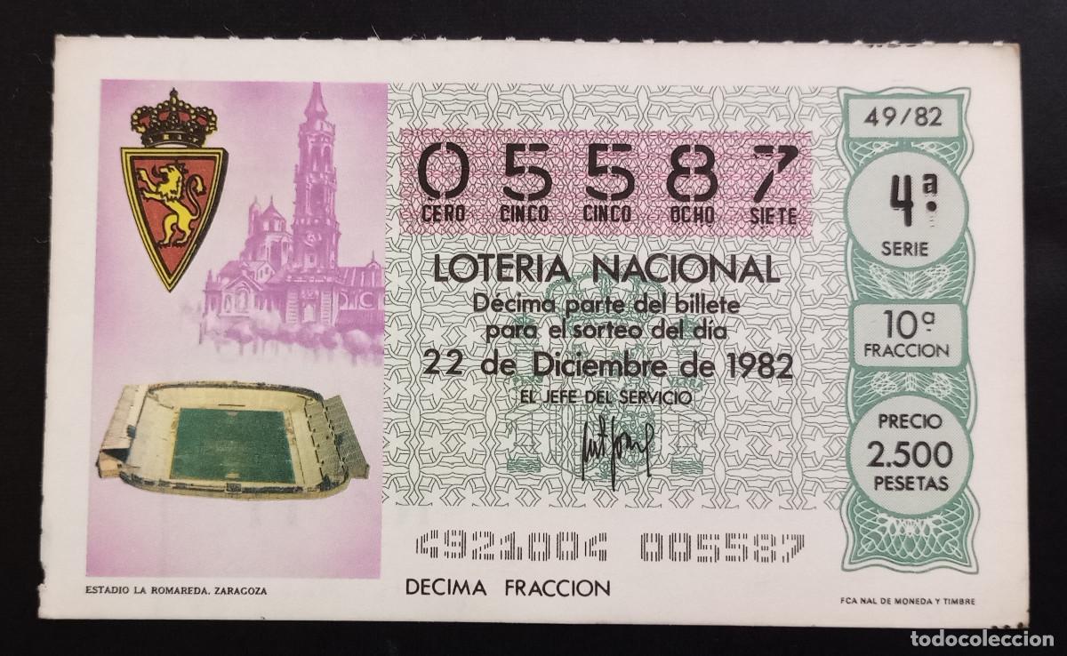 Loter&iacute;a Nacional: D&Eacute;CIMO DE LOTERIA - 22-DICIEMBRE-1982 - ESTADIO LA ROMAREDA, ZARAGOZA