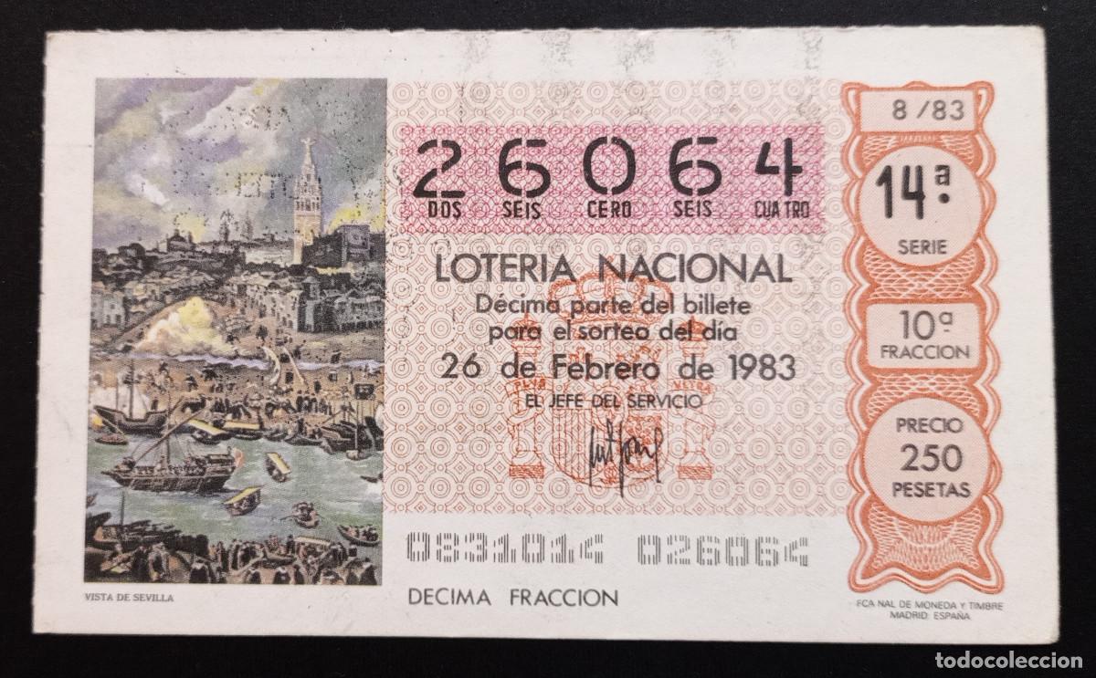 Loter&iacute;a Nacional: D&Eacute;CIMO DE LOTERIA - 26-FEBRERO-1983 - VISTA DE SEVILLA