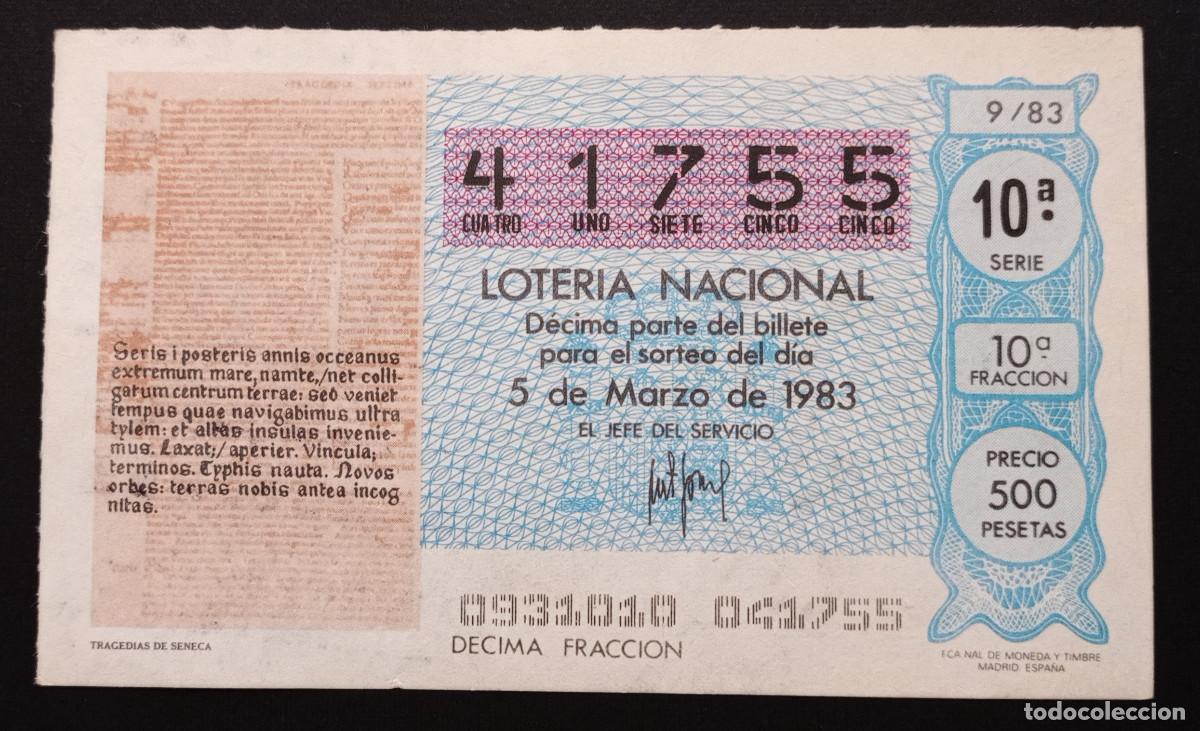 Loter&iacute;a Nacional: D&Eacute;CIMO DE LOTERIA - 5-MARZO-1983 - TRAGEDIAS DE SENECA