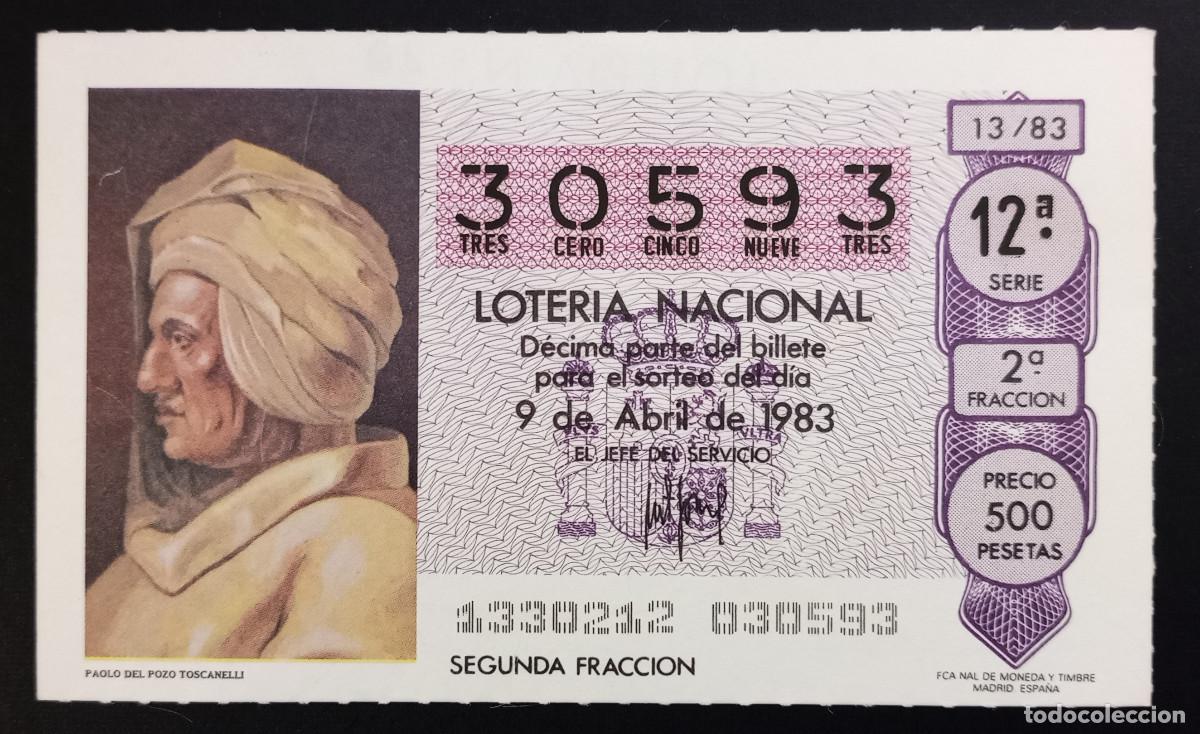 Loter&iacute;a Nacional: D&Eacute;CIMO DE LOTERIA - 9-ABRIL-1983 - PAOLO DEL POZO TOSCANELLI