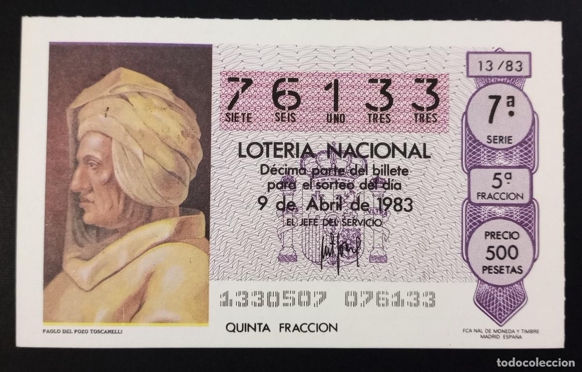 Loterie Nationale: D&Eacute;CIMO DE LOTERIA - 9-ABRIL-1983 - PAOLO DEL POZO TOSCANELLI