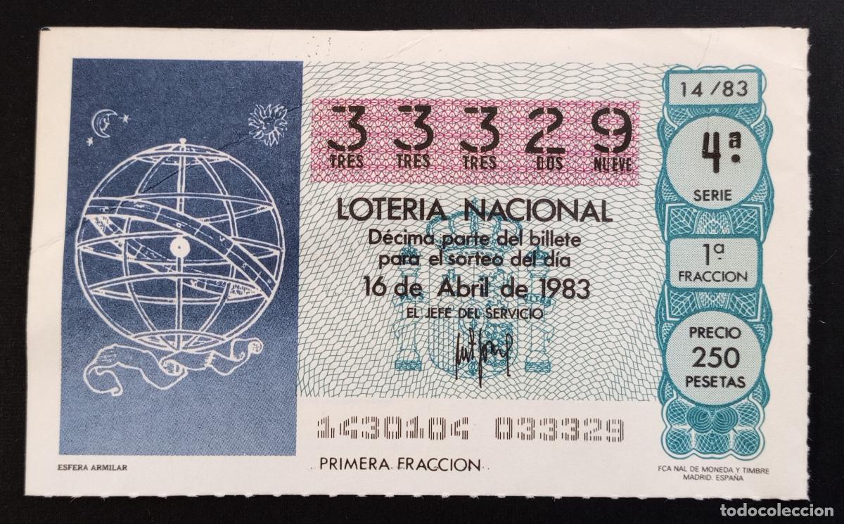 Loterie Nationale: D&Eacute;CIMO DE LOTERIA - 16-ABRIL-1983 - ESFERA ARMILAR