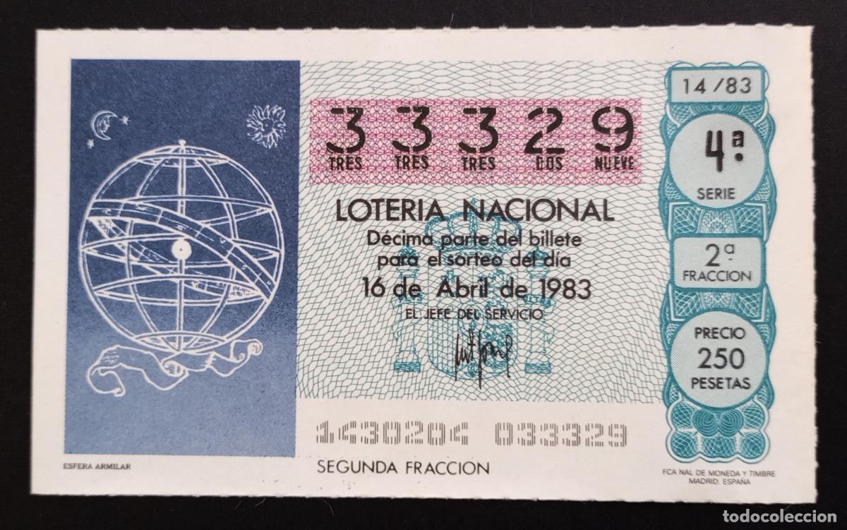 Loterie Nationale: D&Eacute;CIMO DE LOTERIA - 16-ABRIL-1983 - ESFERA ARMILAR