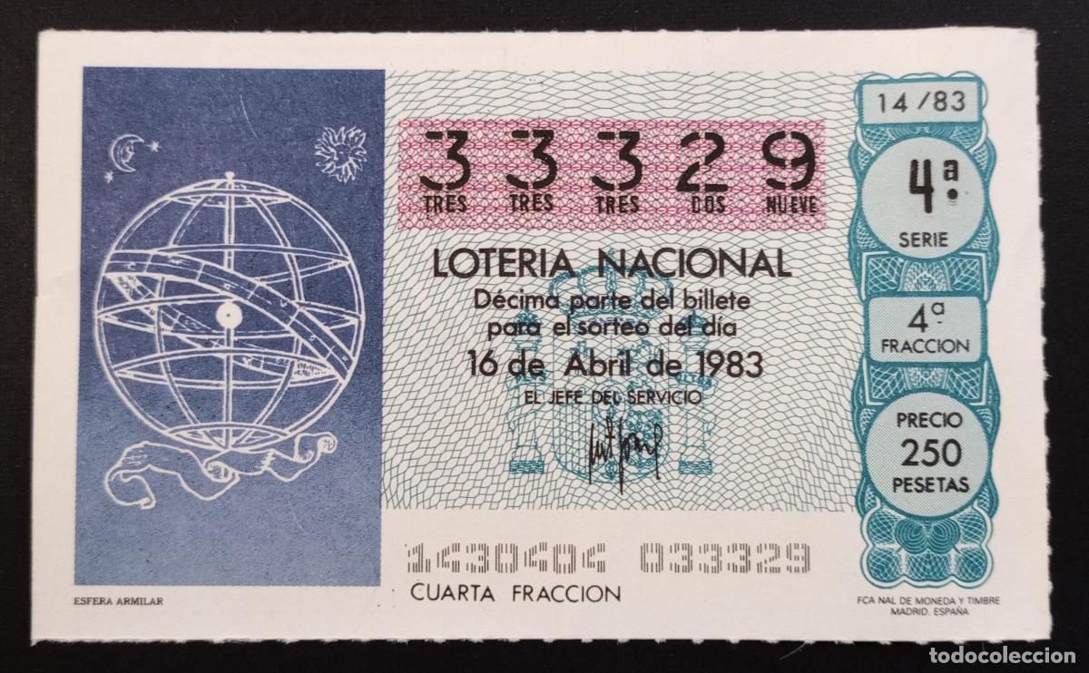 Loter&iacute;a Nacional: D&Eacute;CIMO DE LOTERIA - 16-ABRIL-1983 - ESFERA ARMILAR