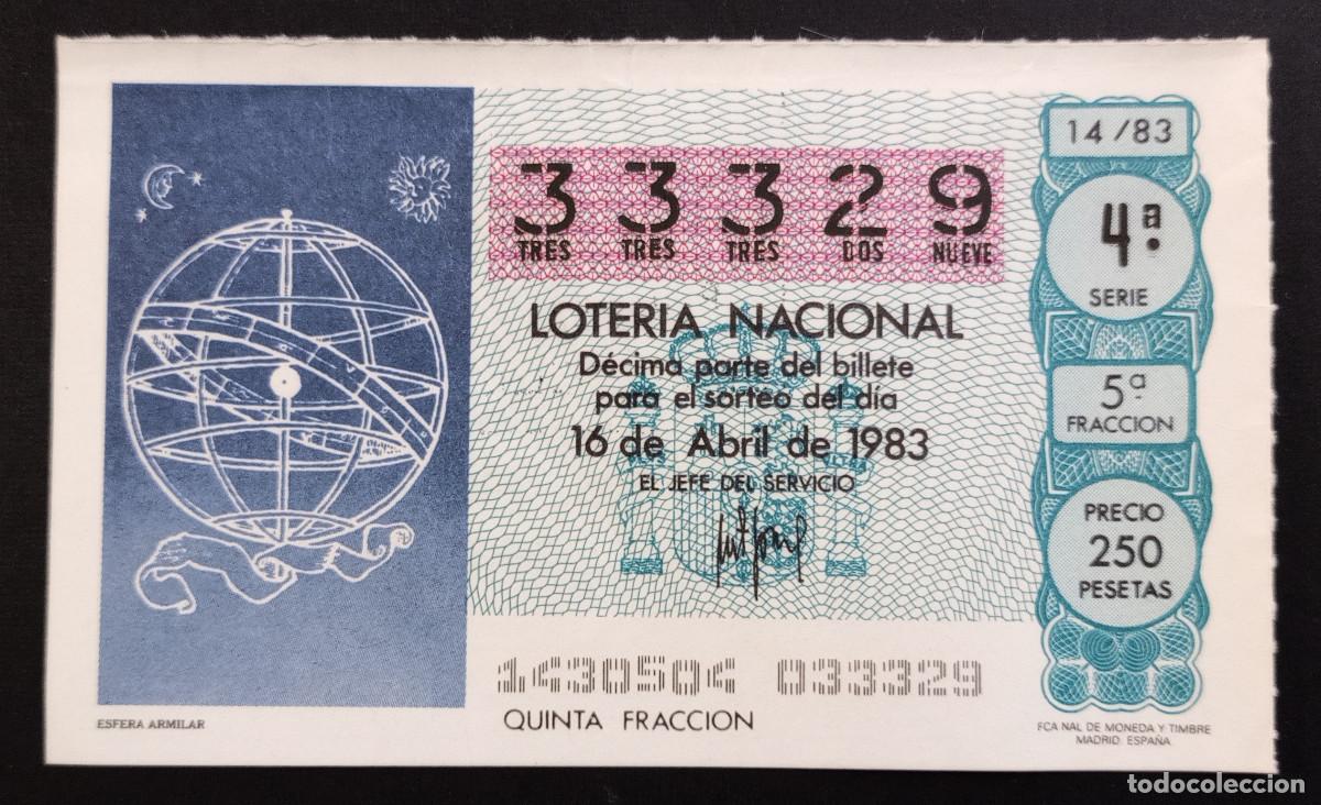 Loter&iacute;a Nacional: D&Eacute;CIMO DE LOTERIA - 16-ABRIL-1983 - ESFERA ARMILAR