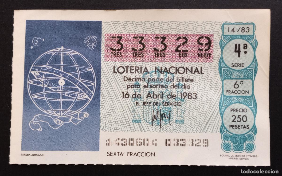 Loter&iacute;a Nacional: D&Eacute;CIMO DE LOTERIA - 16-ABRIL-1983 - ESFERA ARMILAR