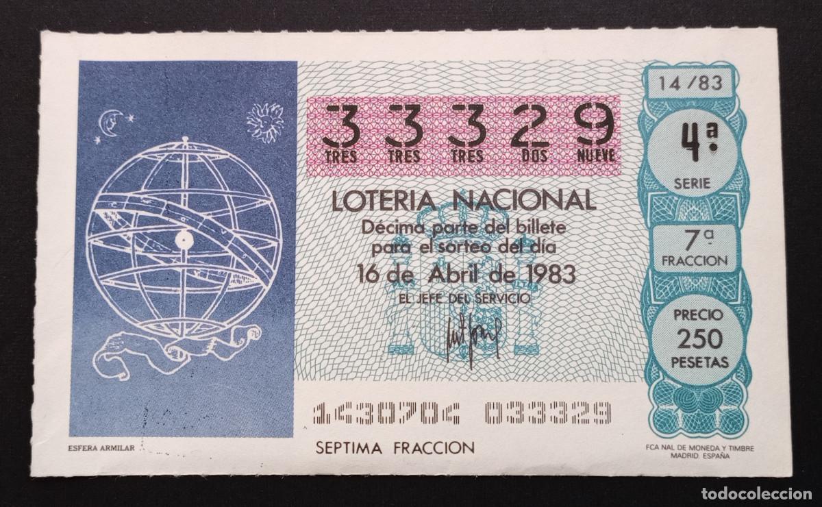 Loter&iacute;a Nacional: D&Eacute;CIMO DE LOTERIA - 16-ABRIL-1983 - ESFERA ARMILAR