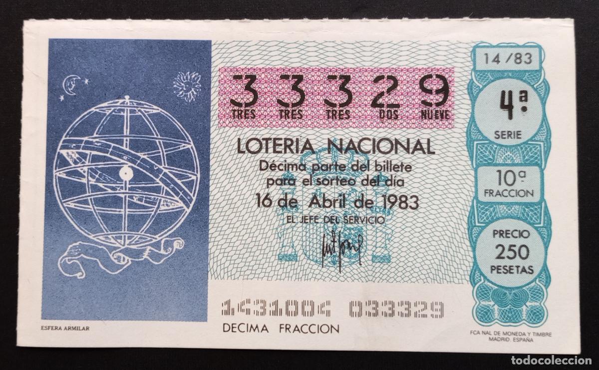 Loter&iacute;a Nacional: D&Eacute;CIMO DE LOTERIA - 16-ABRIL-1983 - ESFERA ARMILAR