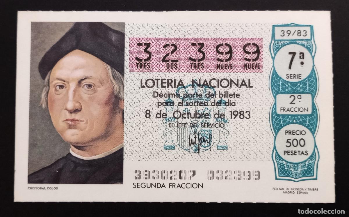 Loter&iacute;a Nacional: D&Eacute;CIMO DE LOTERIA - 8-OCTUBRE-1983 - CRISTOBAL COL&Oacute;N