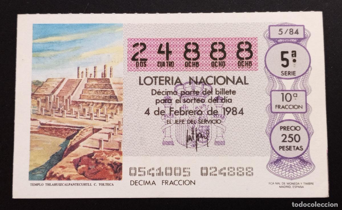 Loter&iacute;a Nacional: D&Eacute;CIMO DE LOTERIA - 4-FEBRERO-1984 - TEMPLO DE THLAHUIZCALPANTECUHTLL. C. TOLTECA