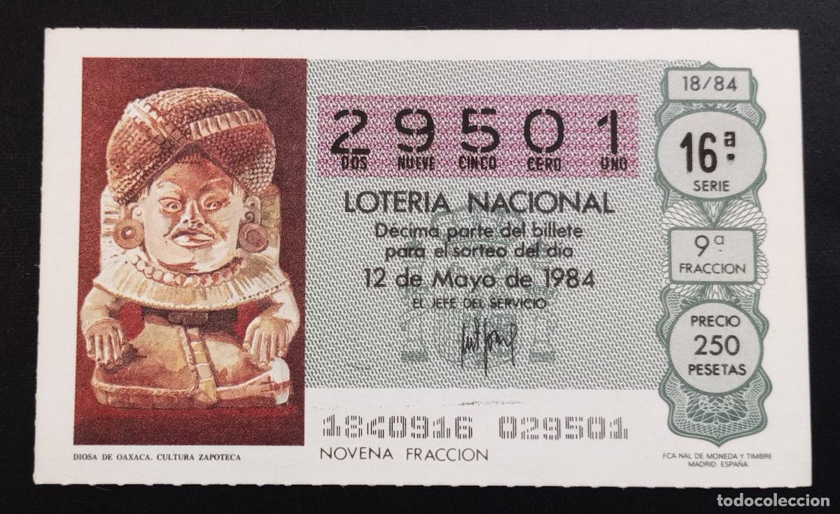 Loter&iacute;a Nacional: D&Eacute;CIMO DE LOTERIA - 12-MAYO-1984 - DIOSA DE OAXACA. CULTURA ZAPOTECA