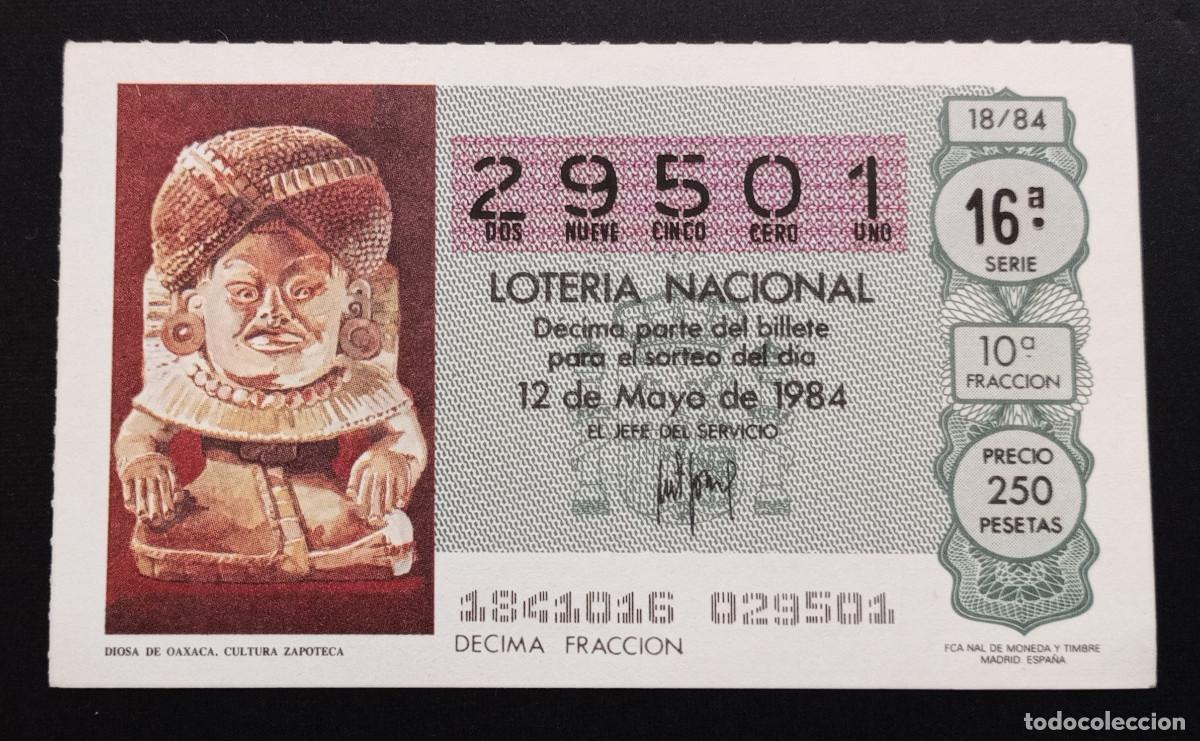 Loter&iacute;a Nacional: D&Eacute;CIMO DE LOTERIA - 12-MAYO-1984 - DIOSA DE OAXACA. CULTURA ZAPOTECA