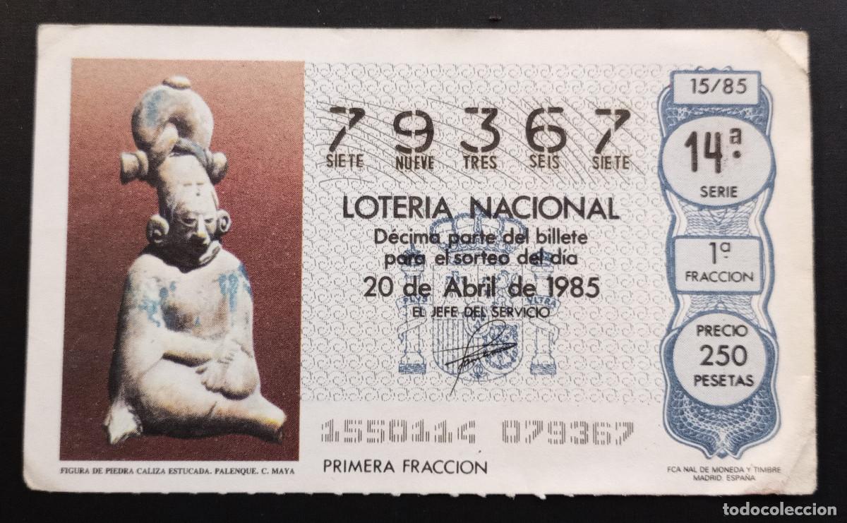 Loter&iacute;a Nacional: D&Eacute;CIMO DE LOTERIA - 20-ABRIL-1985 - FIGURA DE PIEDRA CALIZA ESTUCADA. PALENQUE. C. MAYA