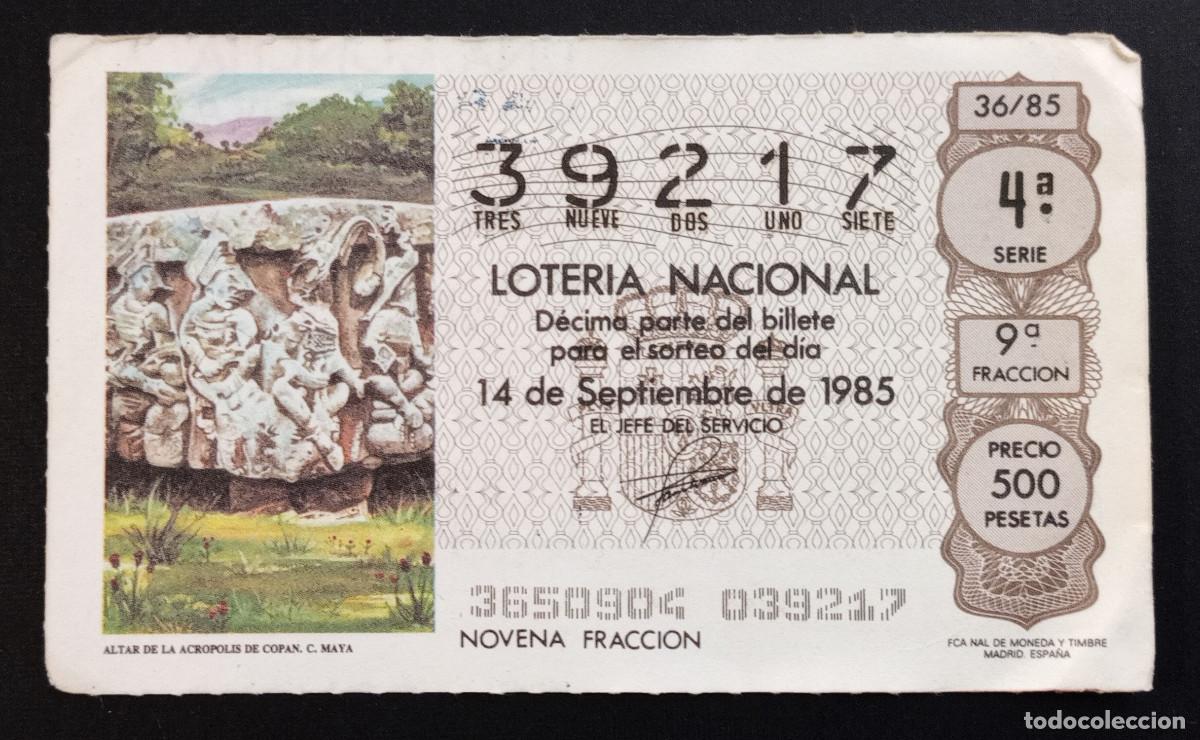 Loter&iacute;a Nacional: D&Eacute;CIMO DE LOTERIA - 14-SEPTIEMBRE-1985 - ALTAR DE LA ACR&Oacute;POLIS DE COPAN. C. MAYA
