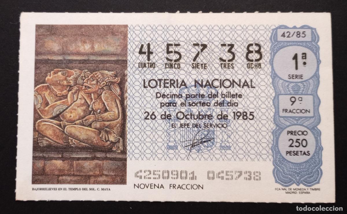 Loter&iacute;a Nacional: D&Eacute;CIMO DE LOTERIA - 26-OCTUBRE-1985 - BAJORRELIEVES EN EL TEMPLO DEL SOL. C. MAYA