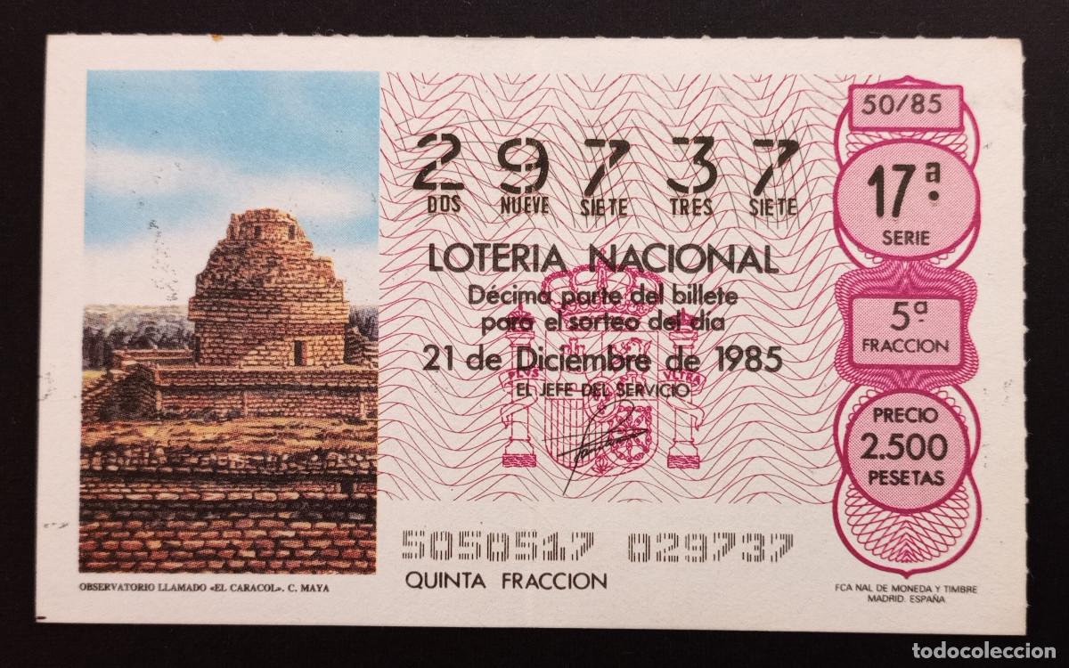 Loter&iacute;a Nacional: D&Eacute;CIMO DE LOTERIA - 21-DICIEMBRE-1985 - OBSERVATORIO LLAMADO EL CARACOL. C. MAYA