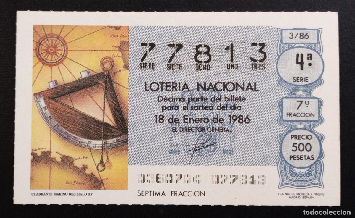 Loter&iacute;a Nacional: D&Eacute;CIMO DE LOTERIA - 18-ENERO-1986 - CUADRANTE MARINO DEL SIGLO XV