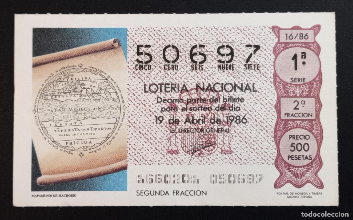 Loter&iacute;a Nacional: D&Eacute;CIMO DE LOTERIA - 19-ABRIL-1986 - MAPAMUNDI DE MACROBIO