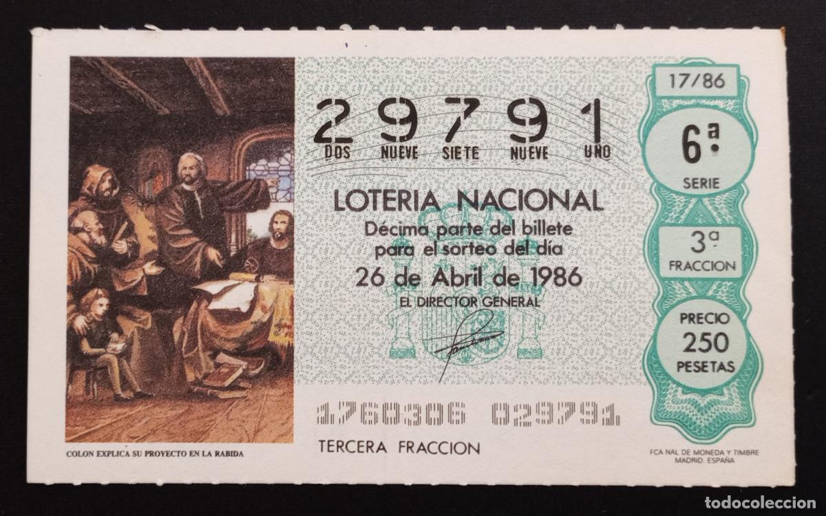 Loter&iacute;a Nacional: D&Eacute;CIMO DE LOTERIA - 26-ABRIL-1986 - COL&Oacute;N EXPLICA SU PROYECTO EN LA R&Aacute;BIDA