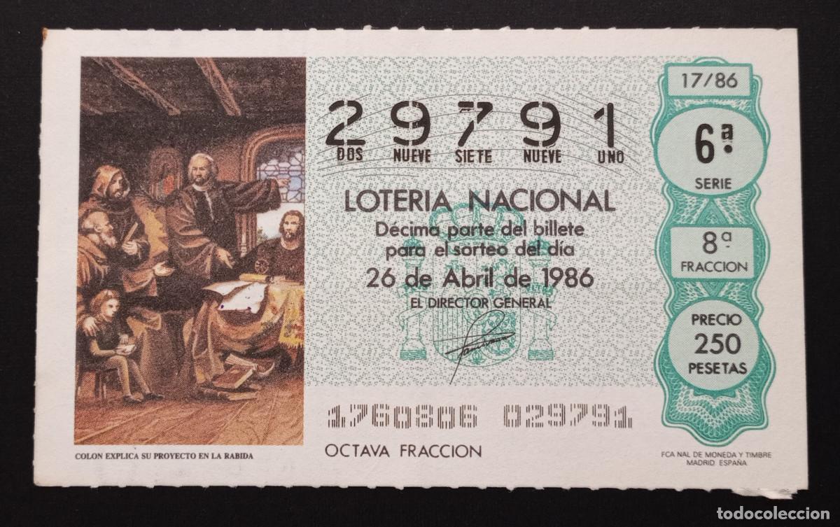 Loter&iacute;a Nacional: D&Eacute;CIMO DE LOTERIA - 26-ABRIL-1986 - COL&Oacute;N EXPLICA SU PROYECTO EN LA R&Aacute;BIDA