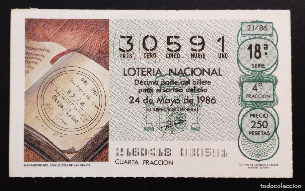 Loter&iacute;a Nacional: D&Eacute;CIMO DE LOTERIA - 24-MAYO-1986 - MAPAMUNDI DEL APOCALIPSIS DE SAN BEATO