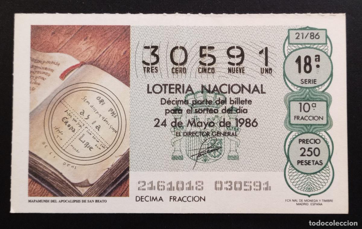 Loter&iacute;a Nacional: D&Eacute;CIMO DE LOTERIA - 24-MAYO-1986 - MAPAMUNDI DEL APOCALIPSIS DE SAN BEATO