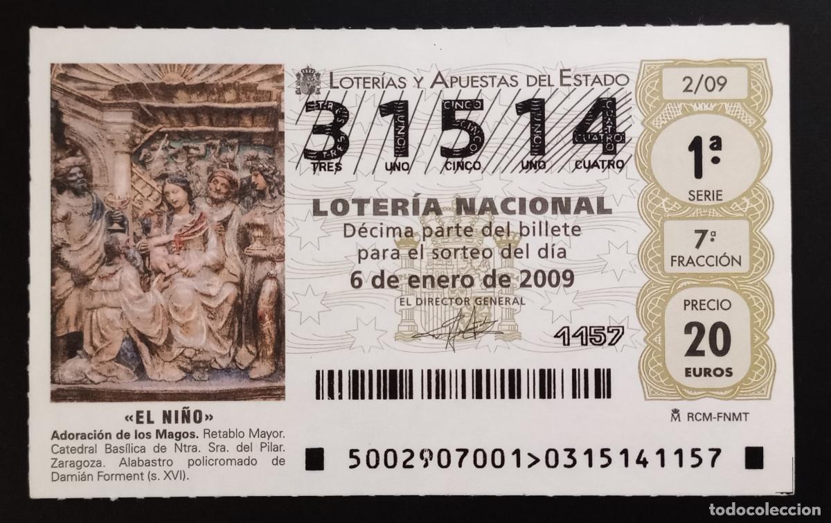 Nationale spanische Lotterie: D&Eacute;CIMO DE LOTERIA - 6-ENERO-2009 - EL NI&Ntilde;O, ADORACI&Oacute;N DE LOS MAGOS, DAMI&Aacute;N FORMENT