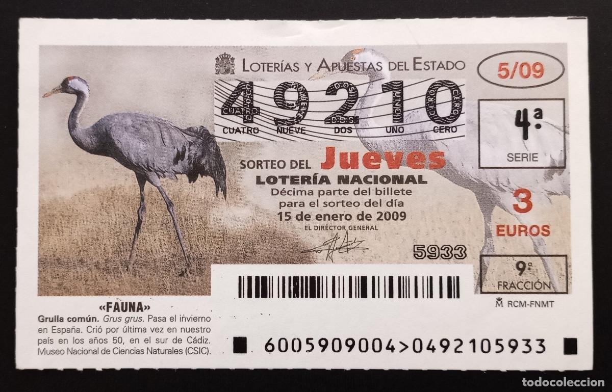 Nationale spanische Lotterie: D&Eacute;CIMO DE LOTERIA - 15-ENERO-2009 - FAUNA, GRULLA COM&Uacute;N