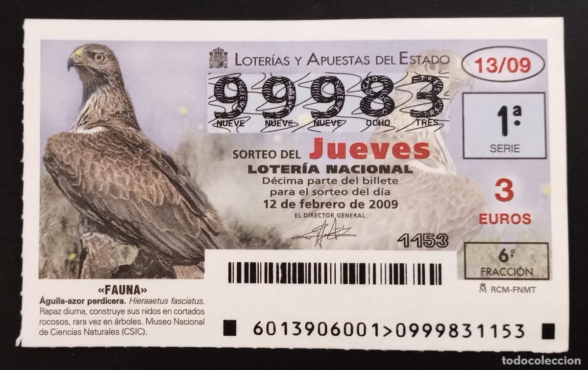 Nationale spanische Lotterie: D&Eacute;CIMO DE LOTERIA - 12-FEBRERO-2009 - FAUNA, AGUILA-AZOR PERDICERA