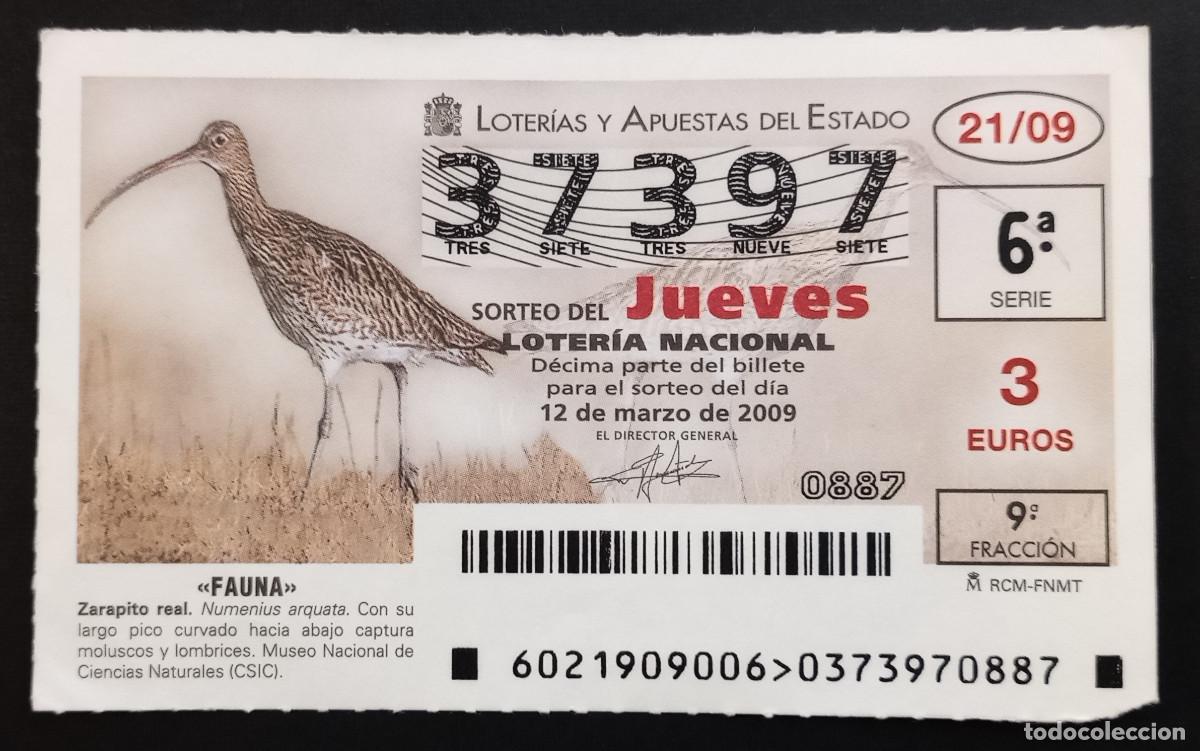 Nationale spanische Lotterie: D&Eacute;CIMO DE LOTERIA - 12-MARZO-2009 - FAUNA, ZARAPITO REAL