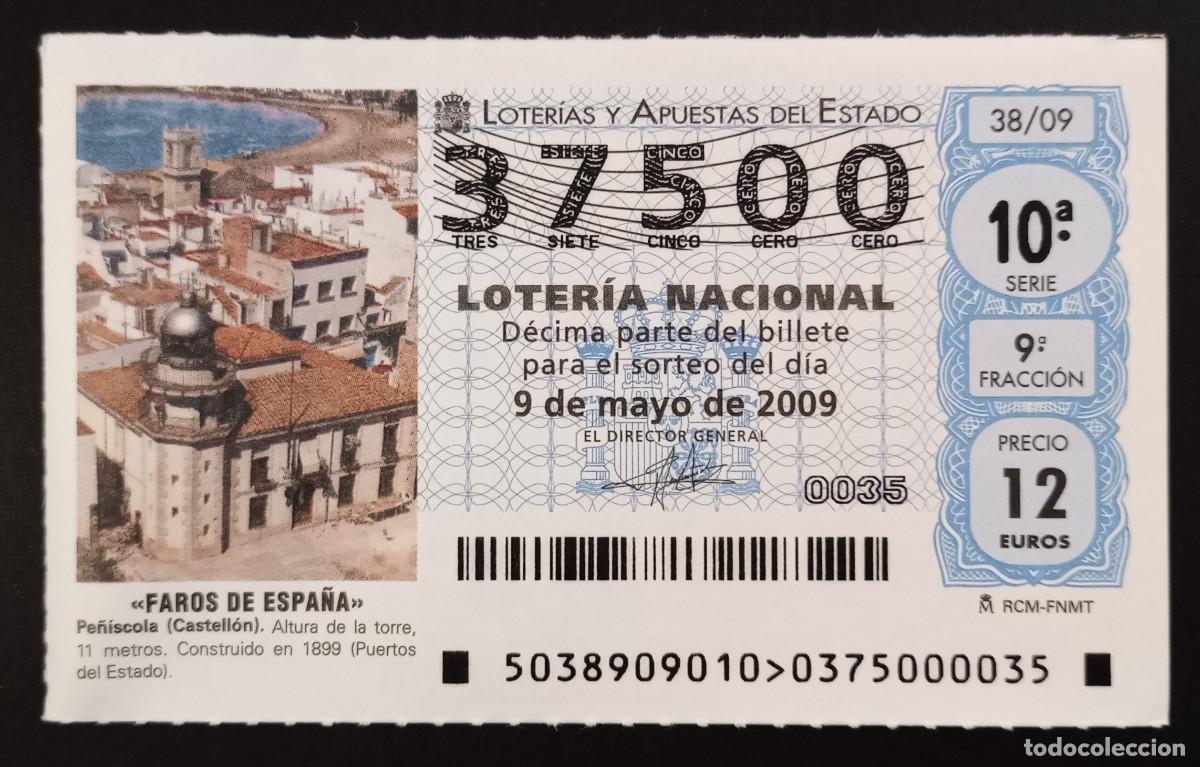 National Spanish Lottery: D&Eacute;CIMO DE LOTERIA - 9-MAYO-2009 - FAROS DE ESPA&Ntilde;A, PE&Ntilde;&Iacute;SCOLA