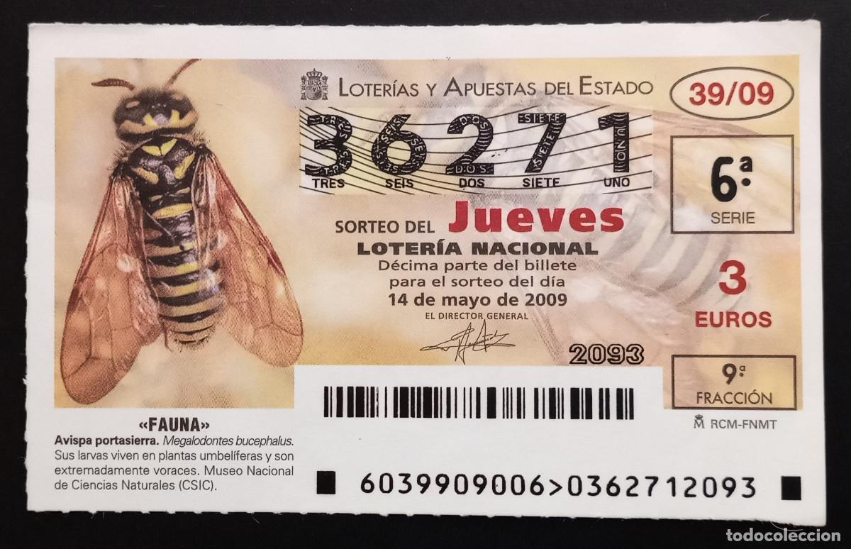 National Spanish Lottery: D&Eacute;CIMO DE LOTERIA - 14-MAYO-2009 - FAUNA, AVISPA PORTASIERRA
