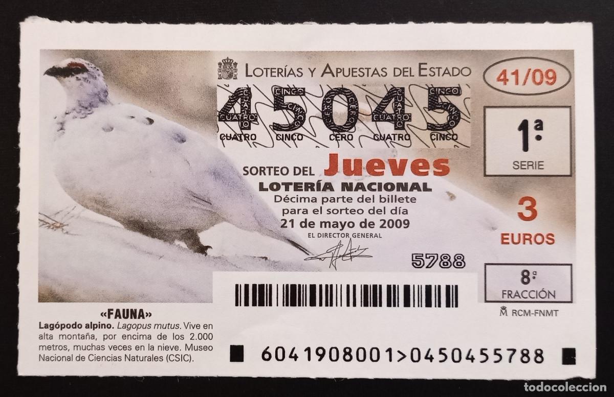 Loterie Nationale: D&Eacute;CIMO DE LOTERIA - 21-MAYO-2009 - FAUNA, LAG&Oacute;PODO ALPINO