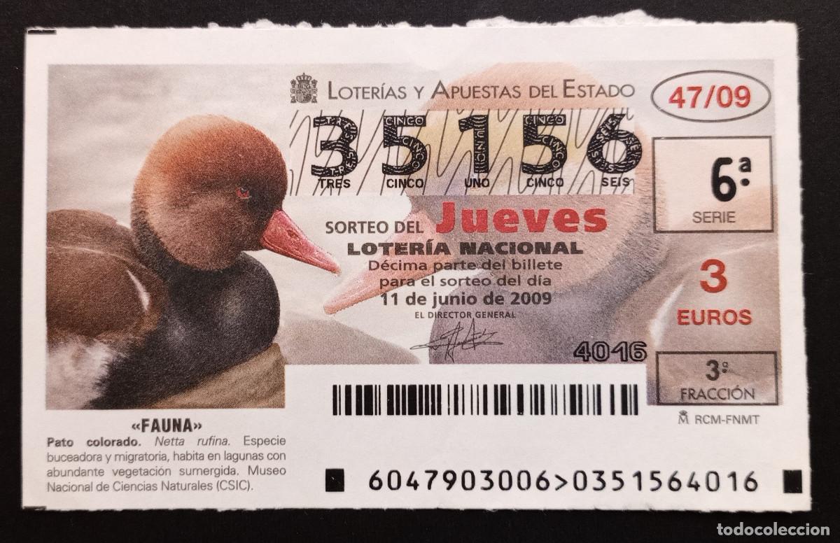 Lotaria Nacional: D&Eacute;CIMO DE LOTERIA - 11-JUNIO-2009 - FAUNA, PATO COLORADO