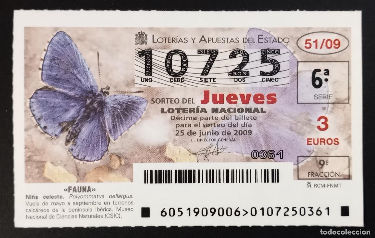 Lotaria Nacional: D&Eacute;CIMO DE LOTERIA - 25-JUNIO-2009 - FAUNA, NI&Ntilde;A CELESTE