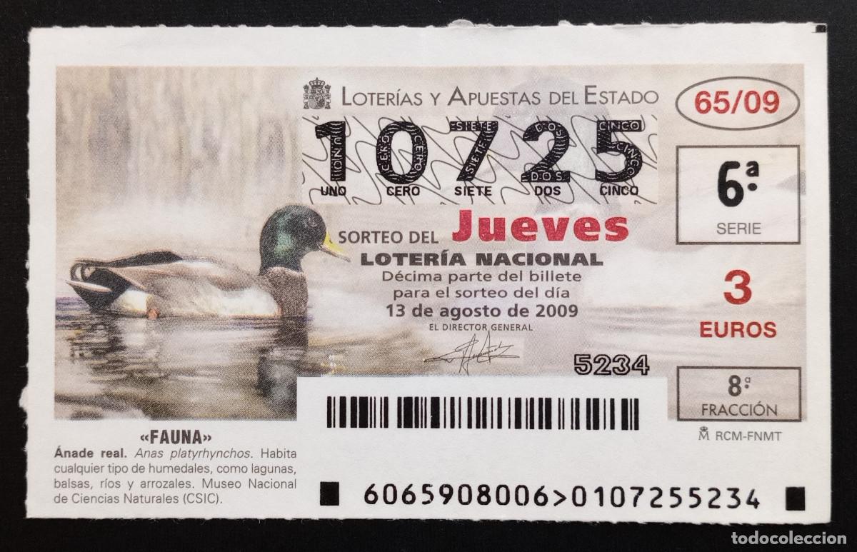 Loter&iacute;a Nacional: D&Eacute;CIMO DE LOTERIA - 13-AGOSTO-2009 - FAUNA, &Aacute;NADE REAL