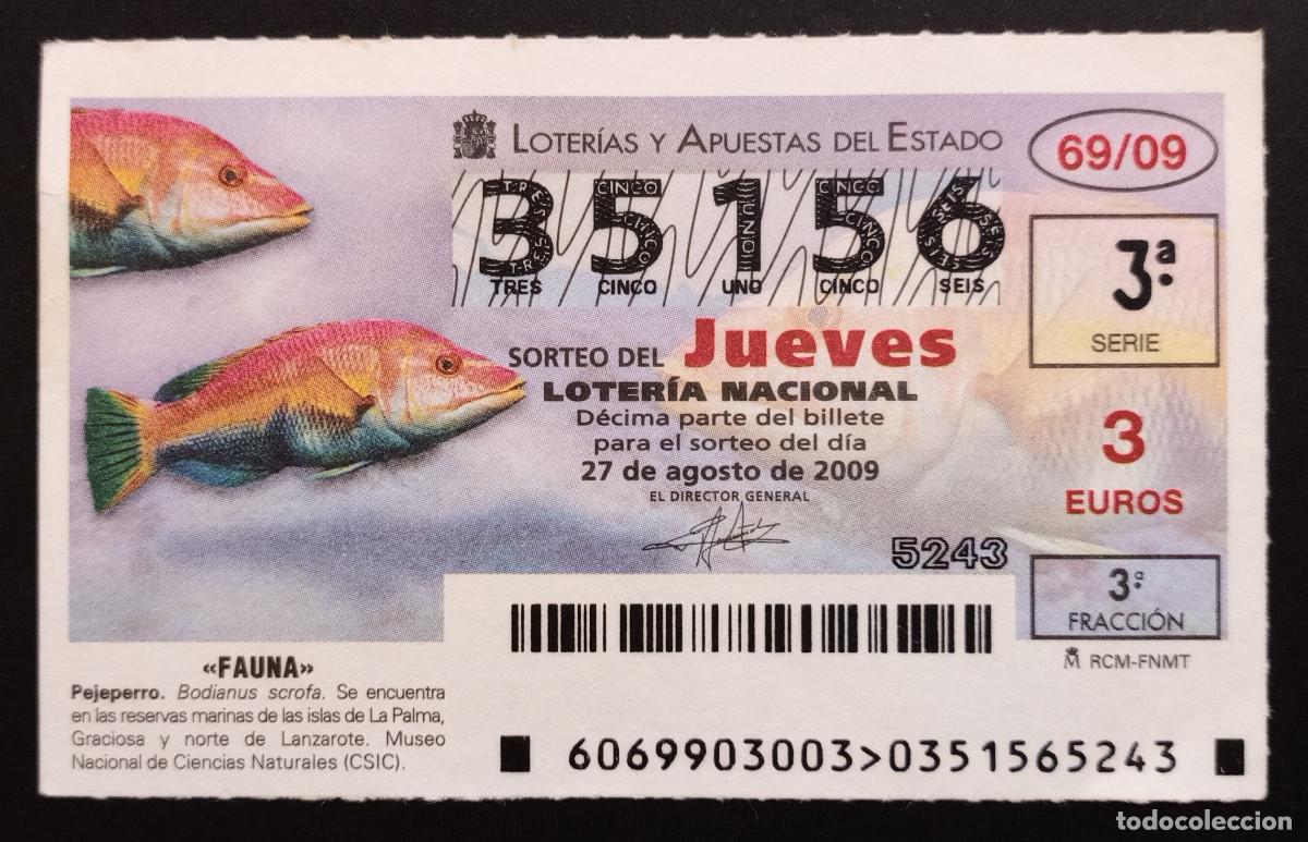Loter&iacute;a Nacional: D&Eacute;CIMO DE LOTERIA - 27-AGOSTO-2009 - FAUNA, PEJEPERRO