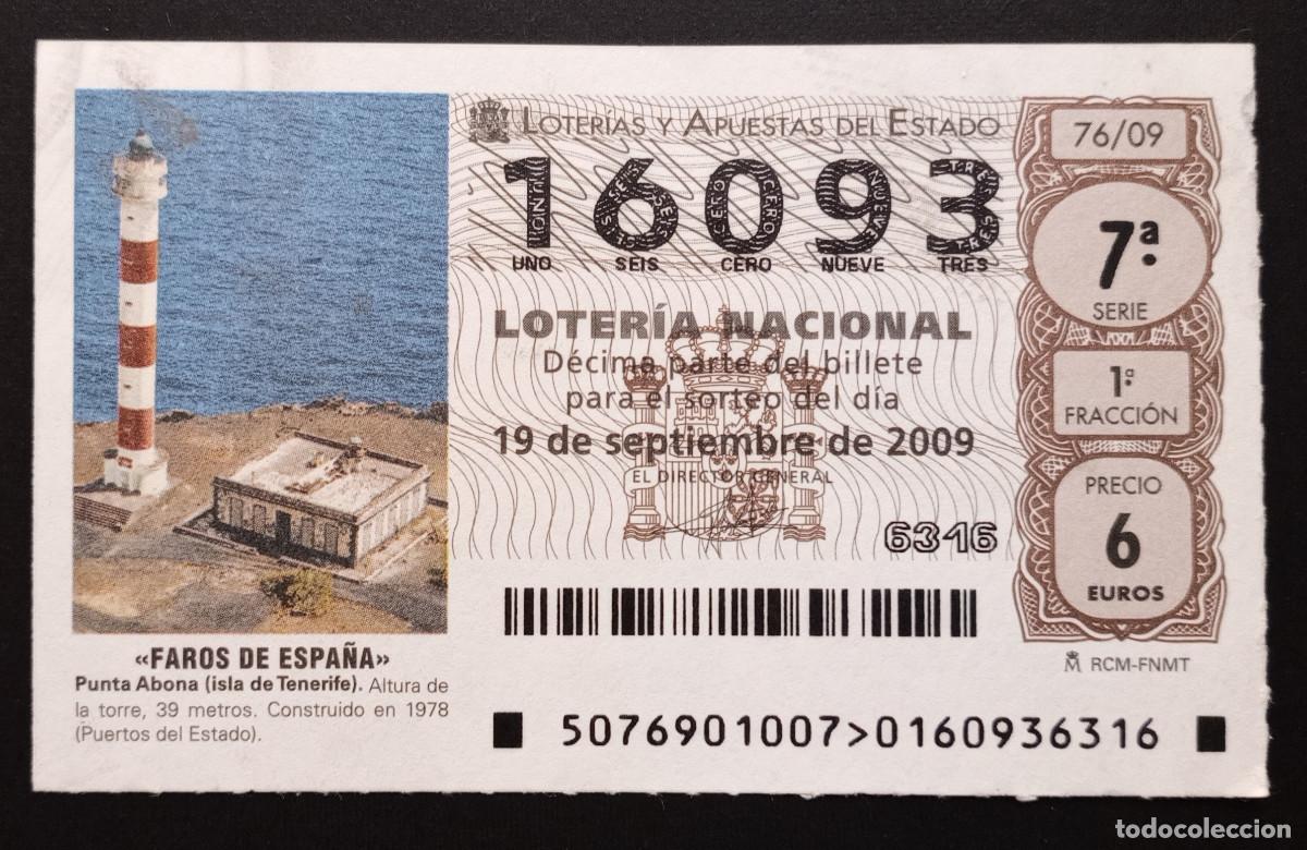 Loter&iacute;a Nacional: D&Eacute;CIMO DE LOTERIA - 19-SEPTIEMBRE-2009 - FAROS DE ESPA&Ntilde;A, PUNTA ABONA, TENERIFE